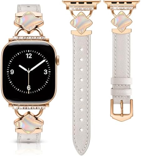 Slim Leather Bands Compatible with Apple Watch Band 40mm 42mm 38mm 41mm 44mm 45mm 46mm Women,Dressy Designer Stylish Strap Wristband iWatch Bands for Series 11 10 9 8 7 6 5 4 3 SE Ultra