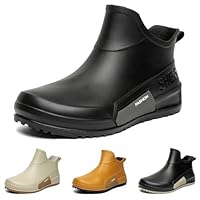 Women's and Ladies Ankle Wellies No Heel Anti-Slip Rubber Sole Waterproof Short Rain Boots Hiking Garden Shoes for Women (A-Black, 7)