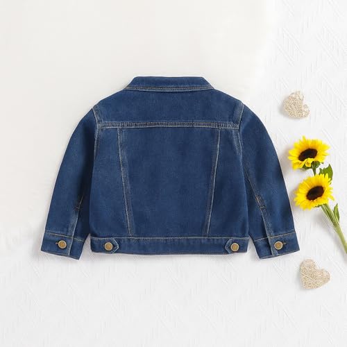 Denim Jacket for Toddler Boys Girls Fall Fashion Button Down Collared Long Sleeve Jean Jacket Coat Outwear Tops 1-6Years3
