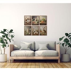 6Pcs Retro Bunny Easter Canvas Wall Art Easter Eggs Wreath Posters Prints Paintings Rustic Countryside farmhouse Pictures Wall Decor for Living Room Bedroom Bathroom Decoration Unframed 6Pcs Retro Bunny Easter Canvas Wall Art Easter Eggs Wreath Posters Prints Paintings Rustic Countryside farmhouse Pictures Wall Decor for Living Room Bedroom Bathroom Decoration Unframed