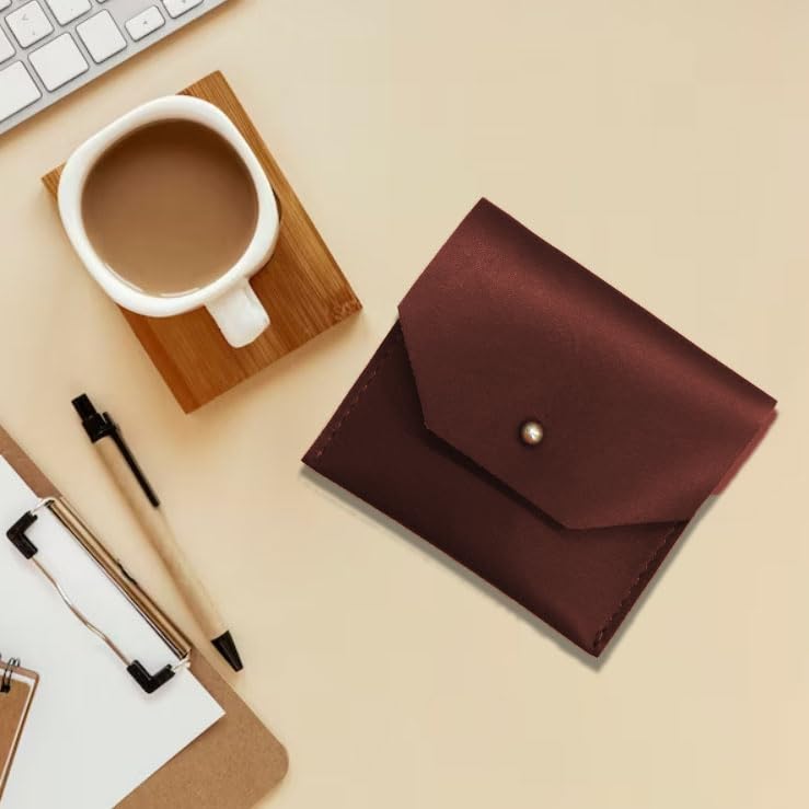 Succor Leather Coin Pouch, Small Wallet for Men & Women, Card Purse, Cash Pouch, Coin & Key Holder, 4x3.5 Inch Currency Organizer, Mini Utility Envelope Purse (Maroon)2