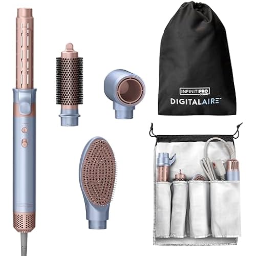 INFINITIPRO by CONAIR DigitalAIRE Multi Hair Styler, Air Styling System for Curls, Waves, Blowouts & Volume, 4 Attachments to Personalize Your Look Plus Storage Bag, Light Blue