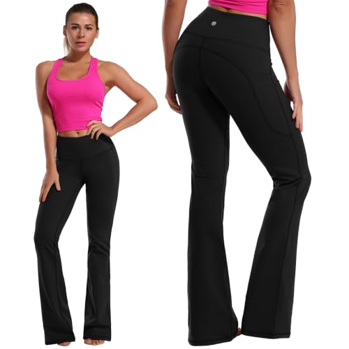 Image of BUBBLELIME Women Out Pockets High Waist Bootlegs Tummy Control Yoga Flared