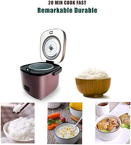 1.2L Mini Rice Cooker with Steamer Non- Stick Cooking, High-Temperature Protection, One Touch Operation Perfect for 1-2 Person to Cook Rice, Meat, Noodles or Soup (Solemn brown)