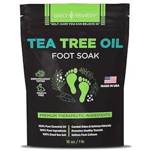 Tea Tree Oil Foot Soak with Epsom Salt – Made in USA – for Toenail Athletes Foot, Stubborn Foot Odor Scent, Softens Calluses & Soothes Sore Tired Feet – 16 Ounces