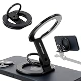 NOMAD DESK MagSafe対応 多機能スマホリングスタンド 両面マグネット 三脚接続 2つの関節 軽量薄型 独立したバンカーリング 自撮り棒と接続 1/4" ネジ 三脚マウント iPhone 17 16 15 14 13 12 Pixel 10 NOMAD STAND GEAR EDGE 2 ノマドデスク (ブラック)