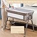 Nezmdi Baby Bassinet Bedside Sleeper Crib with Mattress 5-Level Adjustable Height, Breathable Mesh & Mosquito Net, Portable Folding Travel Cradle with Auto-Lock Wheels Light Grey