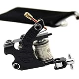 Coil Tattoo Machine Black 10 Wrap Coils Steel Tattoo Frame Tattooing Gun Liner Shader for Tattoo Needle Supply Beauty Body Care for Starter Tattooist Artists