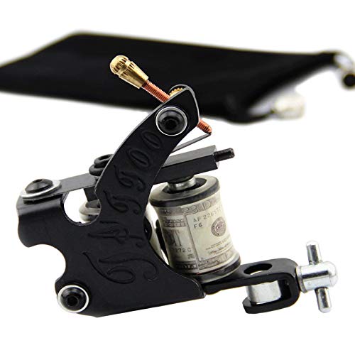 Coil Tattoo Machine Black 10 Wrap Coils Steel Tattoo Frame Tattooing Gun Liner Shader for Tattoo Needle Supply Beauty Body Care for Starter Tattooist Artists