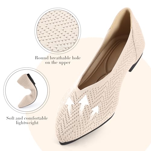 Image of Pointed Toe Flats for Women Knit Ballet Flats Women's Comfortable Dress Shoes Casual Business Work