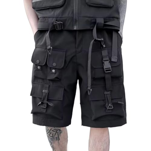 Short cargo tactique homme longueur genou streetwear hip hop été