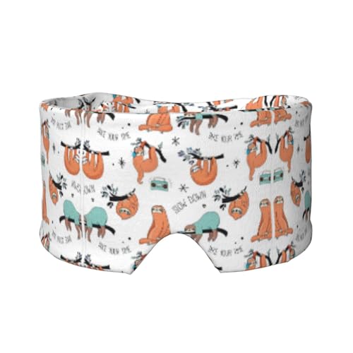 Divertidas orejeras para dormir con estampado de perezoso de animales, transpirable, ajustable, para yoga, viajes, mantiene el calor, sombreado