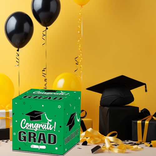 Image of Graduation Card Box 2026, Green Foldable Cardboard Card Box for Party, 2026 Graduation Party Decorations, Green Graduation box