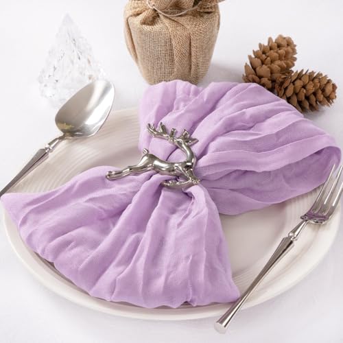 Image of MLMC 60 Pack Cheesecloth Napkins Bulk Lilac Purple Dinner Cloth Napkins 21 inchx21 inch Boho Reusable Lavender Cloth Napkins in Bulk for Wedding Bridal Baby Shower Events Table Decor
