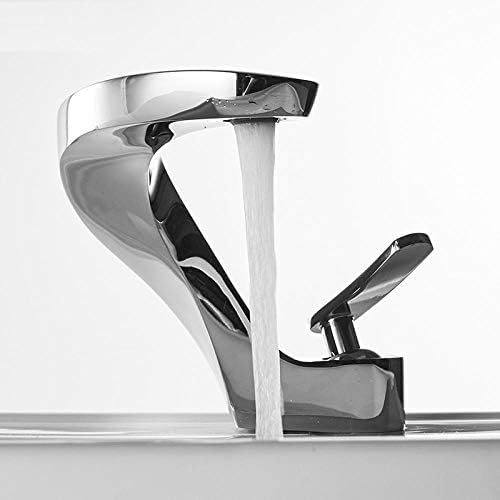 Robinet de lavabo cascade contemporain finition laiton chromé