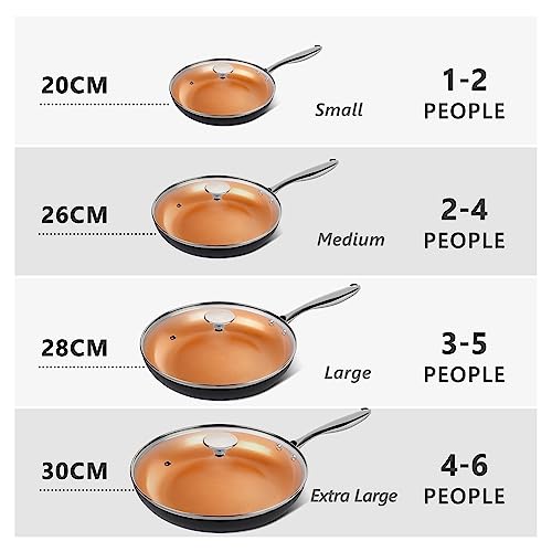 Michelangelo 12 Inch Frying Pan With Lid, Nonstick Copper Frying Pan With Titanium Ceramic Interior, Nonstick Frying Pans, Nonstick Skillet With Lid, Large Copper Pans Nonstick, Induction Compatible #TOP7