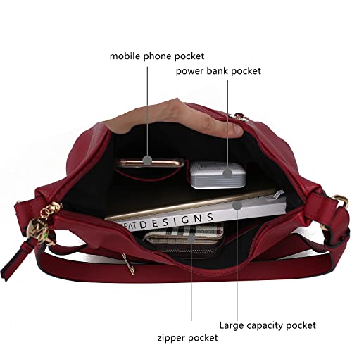 Image of MKF Collection Crossbody Bag for Women - PU Leather Hobo Handbag - Designer Side Messenger Purse, Shoulder Crossover