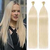 MY-LADY K Tip Hair Extensions Real Human Hair Platinum Blonde 14 Inch 50G 50Strands KTip U Tip Utip Keratin Bond Fusion Pre Bonded Straight Real Remy Hairpieces