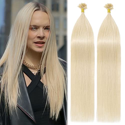 MY-LADY K Tip Hair Extensions Real Human Hair Platinum Blonde