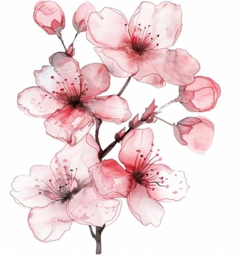 White Cherry Blossom Car Sticker Decal, Sakura Blossom Flower Branch Tree Car Decor for Window, Bumper, Mirror, Watercolor Blossom Vine Flower Sticker 1PC (2)