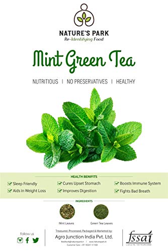 Image of Nature's Park Mint Green Tea with Dried Mint Leaves, 500gm, Improves Digestion and Reduces Stress Loose Leaf