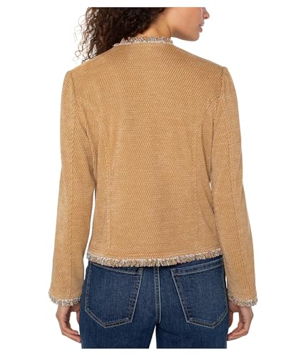 Liverpool Women's Collarless Jacket with Frayed Edges2