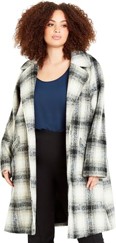 EVANS Women's Plus Size Crombie Check Coat