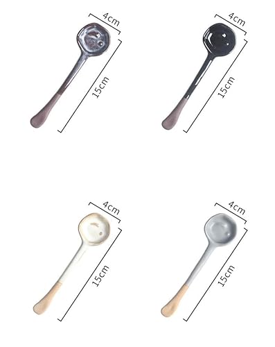 4-Pack - Ceramic Vintage Afternoon Tea, Coffee Whisk, Handmade Spoon, Long-Handle Coffee Scoop, tea scoop for loose tea, Size 5.9 * 1