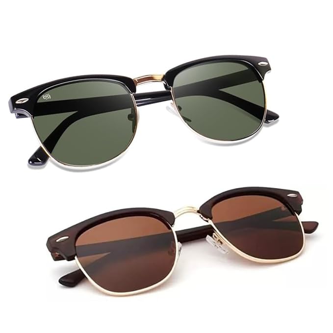 mashamart Club Master Riding Glasses (Pack Of 2) 100% Uv Protection,Mirrored Sunglasses For Men & Women Combo,Round - Review, Price and Buying Guide