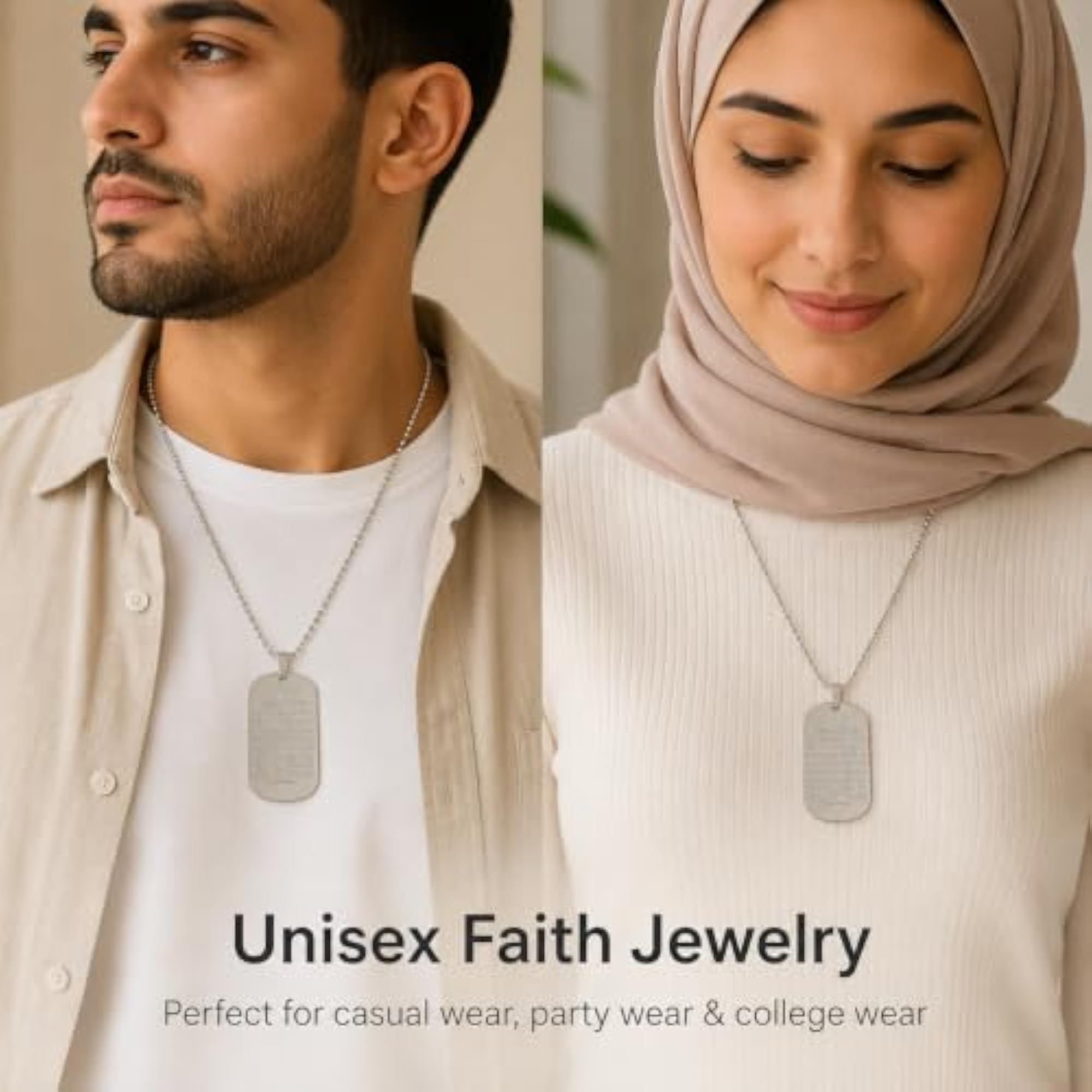 Islamic Allah Necklace, Silver Stainless Steel Design