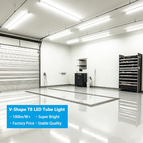 Image of 10 Pack 5FT 5000K T8 LED Tube Light Bulbs Fluorescent Replacement | 45W 4500LM Daylight White, Replace G13 F58T8 Fluorescent Bulb, 60 inch Dual-End Powered Type B Ballast Bypass Shop Lighting