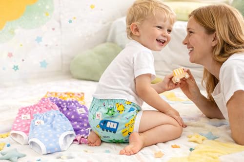 Image of Premium Baby Diaper Pants / Potty Training Panties / Padded Underwear for 0 - 4 Years | Soft, Washable & Reusable Cotton Nappies for Boys & Girls | Leakproof, Absorbent & Breathable | 2 /3 /4 Pack | Leakproof, Absorbent (Premium multicolor, 2-3 years, 2, count)