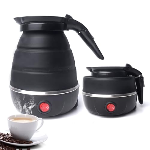 XSYKJGS Faltbarer Wasserkocher, 0.6l Reise Silikon Tragbarer Wasserkessel, Schwarz Mini Camping Wasserkocher 5 Minuten Schnelles Kochen für Küche Reise Camping Outdoor XSYKJGS Faltbarer Wasserkocher, 0.6l Reise Silikon Tragbarer Wasserkessel, Schwarz Mini Camping Wasserkocher 5 Minuten Schnelles Kochen für Küche Reise Camping Outdoor