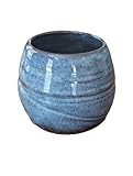 Hand Thrown Pottery Stemless Wine Glass in Slate Blue Handmade in North Carolina