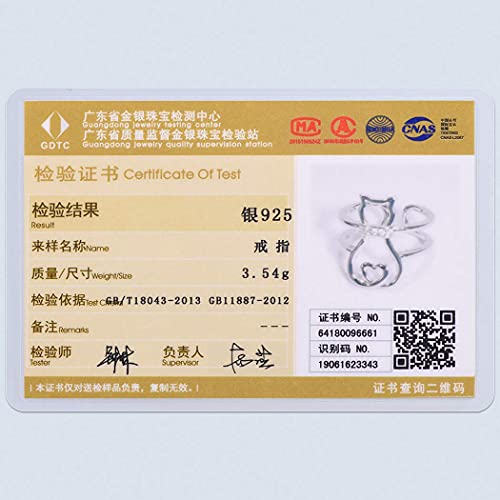 SILVERCUTE Anel feminino gato 925 prata esterlina banhado a ouro 18K gato na lua lindo anel ajustáve