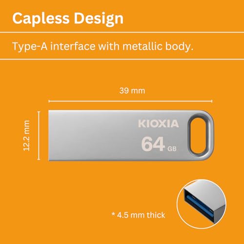 Image of KIOXIA TransMemory U366 64GB USB 3.2 Gen 1 Flash Drive - Small, Stylish Metallic Body with 5-Year Warranty (White)