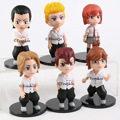 Image of Trunkin | Tokyo Revengers Action Figure (Set B) 6 Pcs Figurine | Manjiro Sano Chifuyu Matsuno Takemichi Hanagaki Beeldje | Black Coat Manga Weeb Collectible 10Cm Figurines