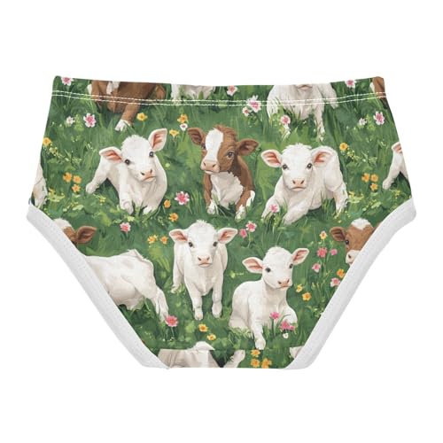 Wusikd Cute Calves Girls' Underwear Cotton Grass Flowersd Girls Briefs Soft Toddler Underwear 2T2