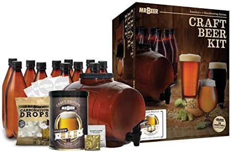 Mr. Beer Complete Beer Making 2 Gallon Starter Kit, Premium Gold Edition, Brown