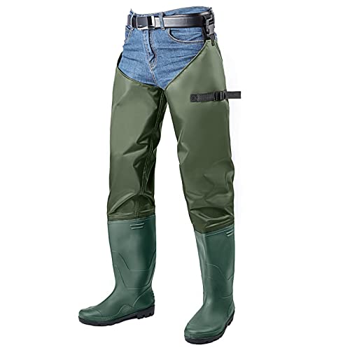 Fishingsir Hip Waders Waterproof Hip Boots For Men And Women With Boots Lightweight Bootfoot Cleated 2-Ply Nylon/Pvc Fishing Hip Wader Brown & Green #TOP5