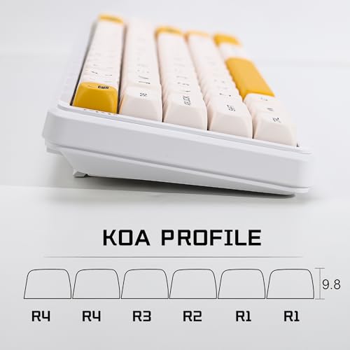 Image of KBDiy Honey Milk KOA Profile Keycaps Set,Dye-Sublimation PBT Yellow Cute Custom Keyboard Keycap,138 Key Cap Set for Cherry Gateron MX Switches Mechanical Keyboards