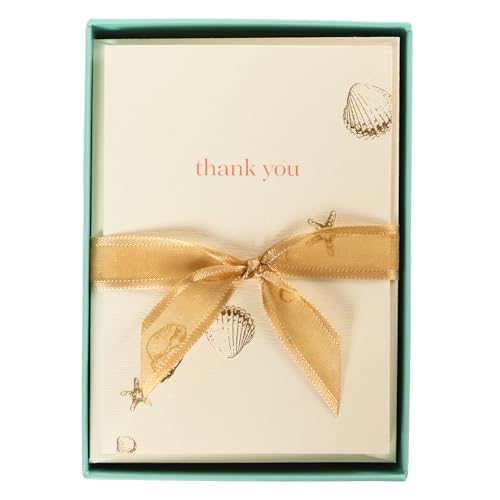 Image of Graphique La Petite Presse Shells Thank You Notes | Blank Note Cards with Envelopes | 10 Count All Occasion Greeting Set | 3.25 x 4.75 Inches | High Quality Thick Paper Stationery with Unique Design