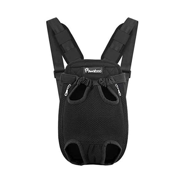Pawaboo Pet Carrier Backpack, Adjustable Pet Front Cat Dog Carrier Backpack Travel Bag, Legs Out, Easy-Fit for Traveling Hiking Camping for Small Medium Dogs Cats Puppies, Small, Black
