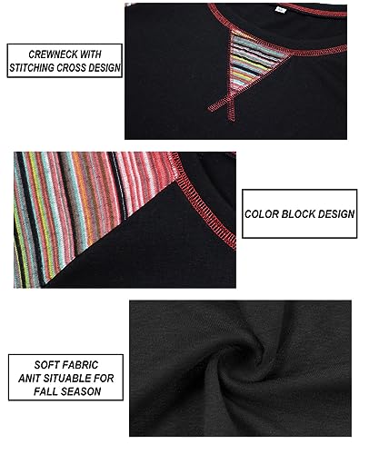 Image of CARCOS Plus Size Tops for Women Color Block Flower /Striped /Camo Crew Neck Long Sleeve Tee Shirt