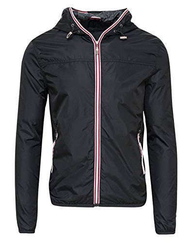 Veste homme casual noir ajustée au design contemporain épuré