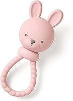 Itzy Ritzy Bunny Silicone Rattle Teether: BPA-Free Gum Soother with Gentle Jingle & Textured Grip for Babies 3+ Months