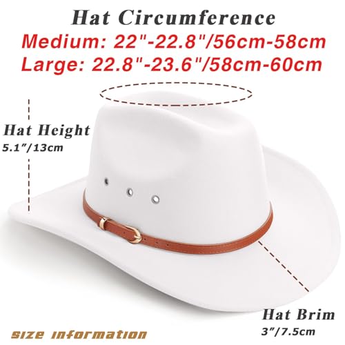 Image of DRESHOW Cowboy Hat for Women and Men Western Felt Cowboy Cowgirl Hat Wide Brim Belt Buckle Retro Fedora Hats Unisex Caps