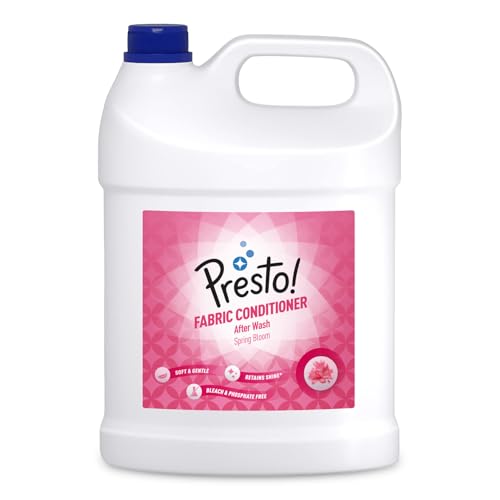 Image of Amazon Brand - Presto! Spring Bloom Fabric Conditioner Liquid | 5 Litre Jar | Refreshing, Pleasant Fragrance | Color Safe | Soft And Gentle On Clothes | Bleach-Free And Phosphate-Free