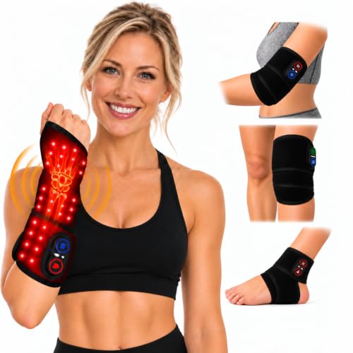 Red Light Therapy for Wrist Hand, 30 MIN Auto Shut-Off Heat Massage 3000mAh | 3-in-1, 48 LEDs 660nm & 850nm, Infrared Light, Wrist Heating Pad, Cordless Flexible Therawrap for Carpal Tunnel, Pain Relief