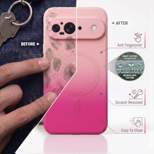 Image of amazon basics Gradient Mag-Safe Case for Google Pixel 9 | Soft Silicone Shockproof Cover with Camera Protection | Slim Lightweight Design | Smooth Touch & Durable - Light and Dark Pink